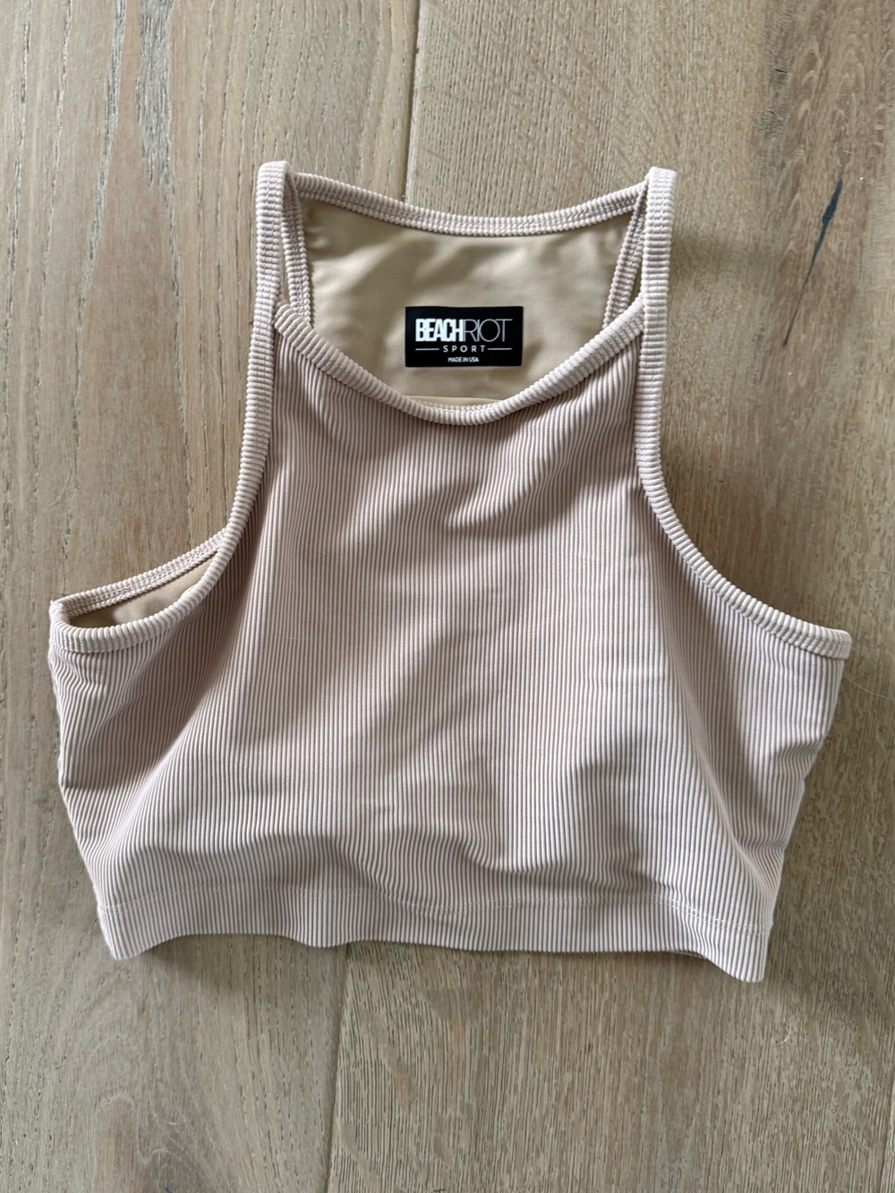 Beach Riot Nude Beige Ribbed Crop Tank